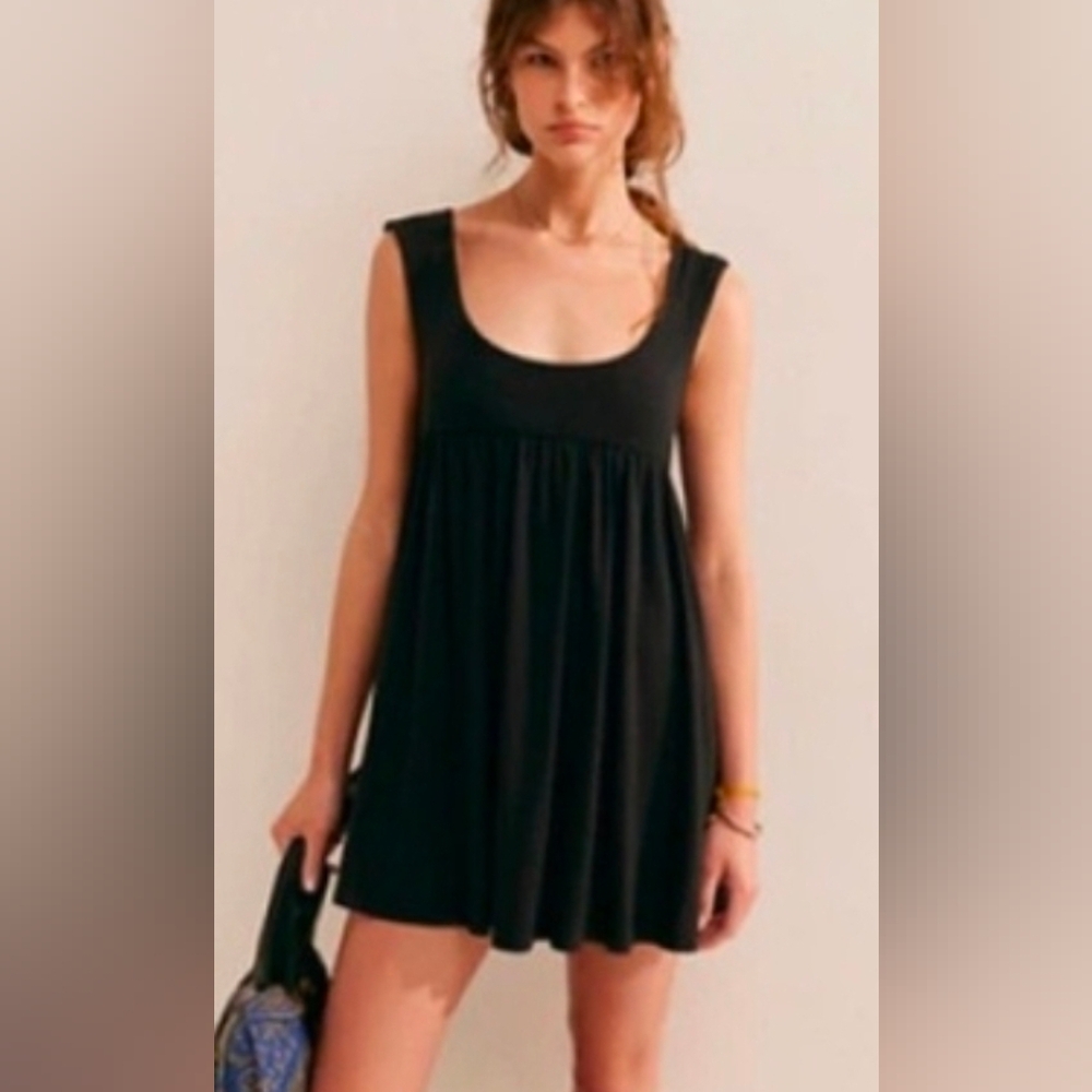 NWT Free People Mazarine Mini Dress In BLACK Large